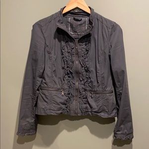 Peace Love Chill Zip Front Ruffle Jacket